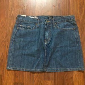 red engine denim skirt